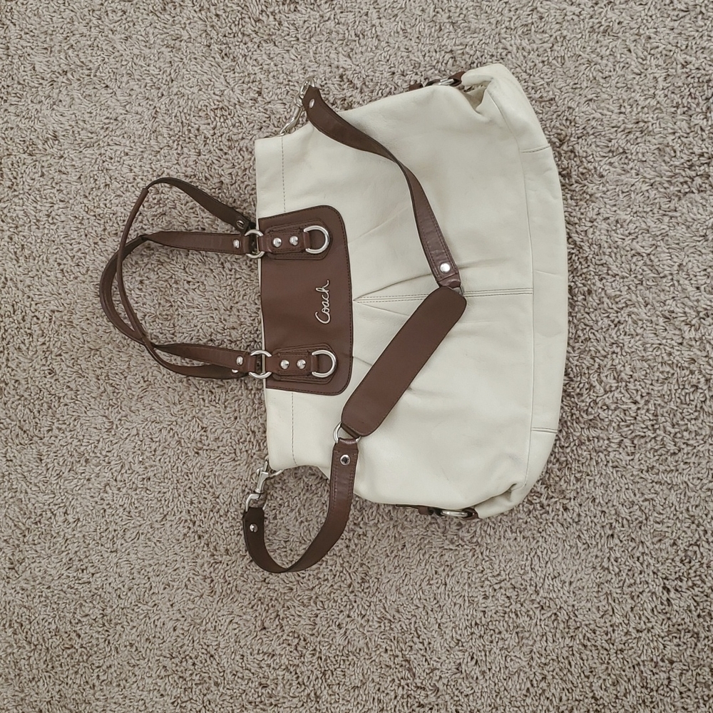 Cream colored, Coat, leather shoulder/hand bag